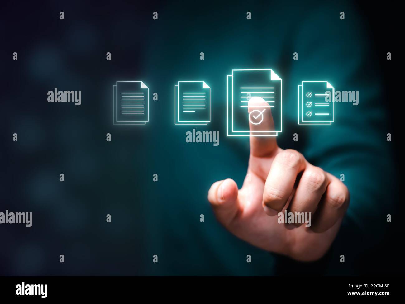 Business document paper icon, Document Management System, DMS. Stock Photo