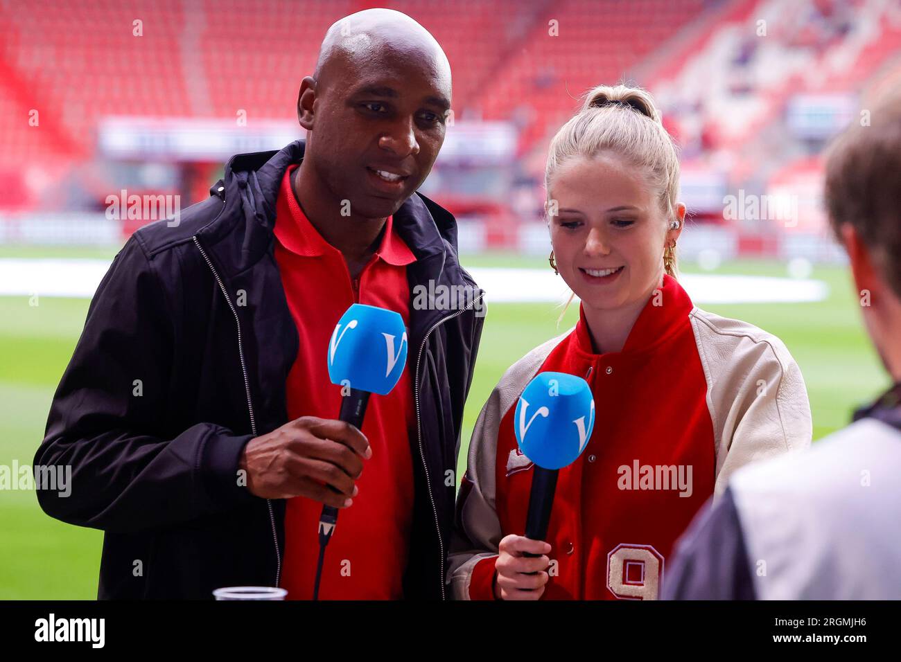 10-08-2023: Sport: Twente v Riga  ENSCHEDE, NETHERLANDS - AUGUST 10: Romano Denneboom and Noa Vahle during the match Europa Conference League - 3rd Qu Stock Photo