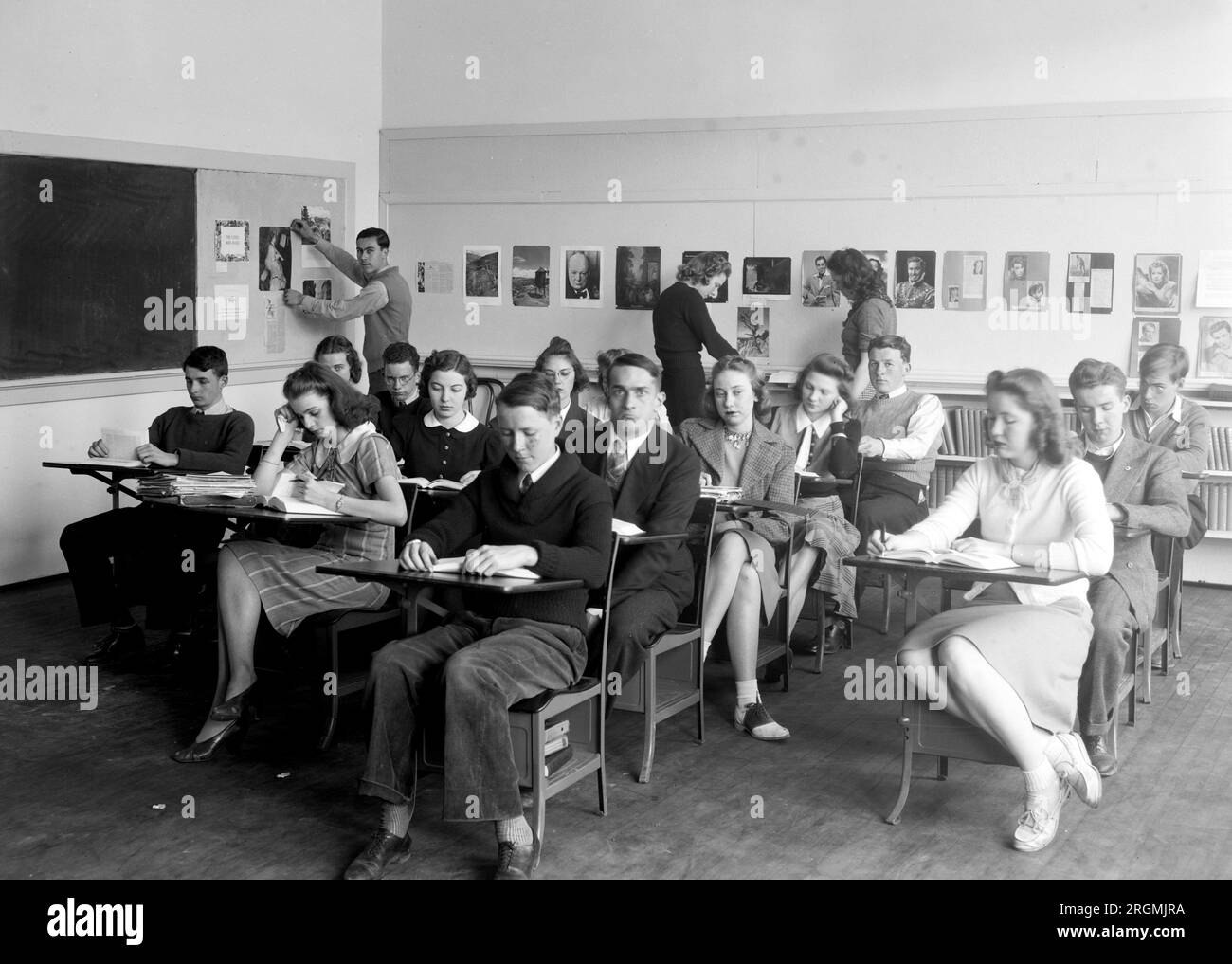 Montgomery High School students in a classroom (MD), ca. 1936 Stock Photo