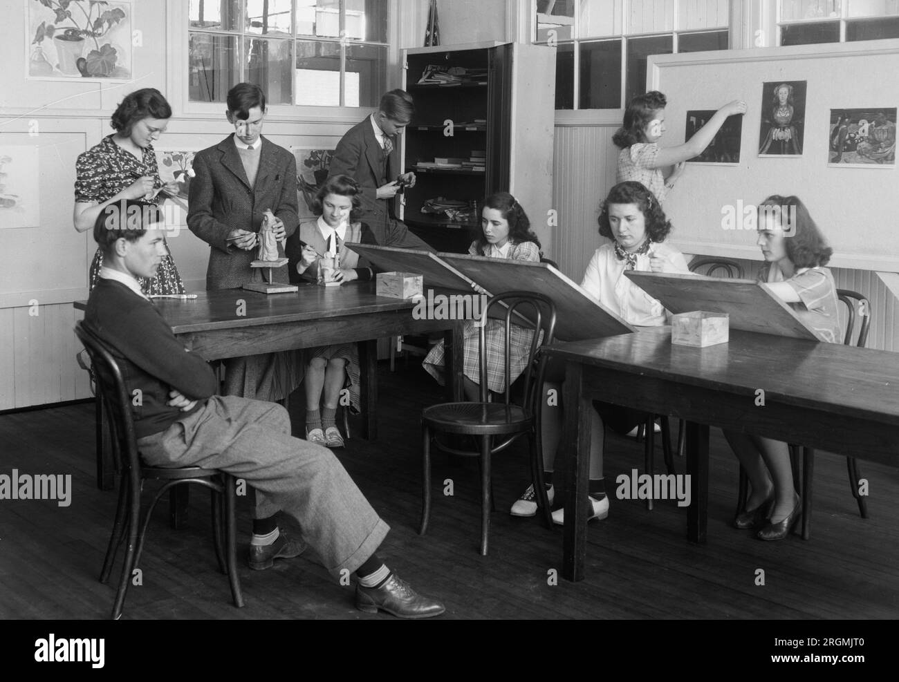 Students in a Montgomery High School Art Class [MD] ca. 1936 Stock