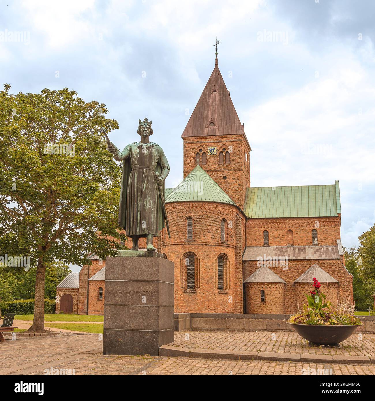 Statue of Valdemar the Great in front of St. Bendt's Church in Ringsted, Denmark, July 29, 2023 Stock Photo