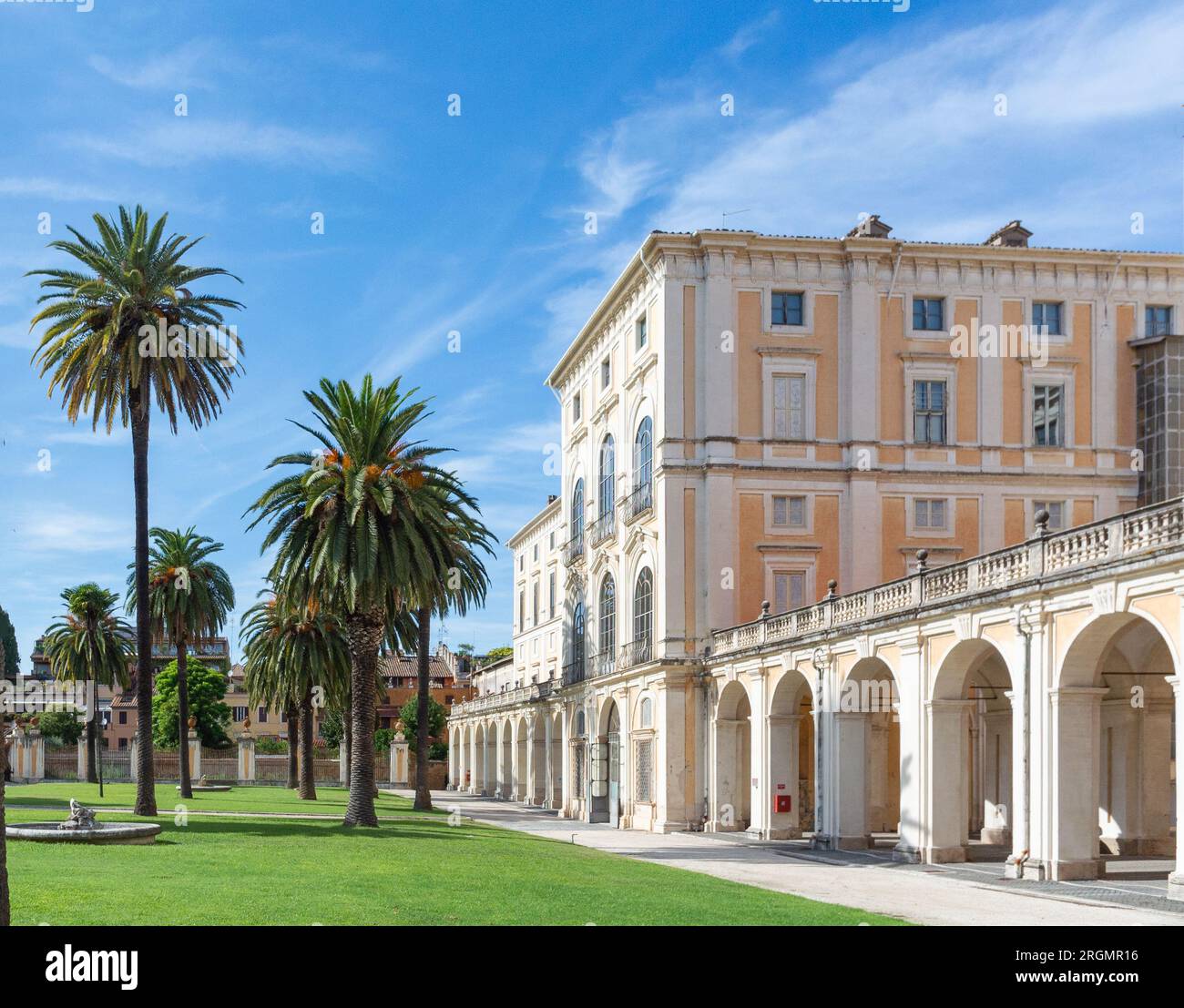 Rome, Lazio, Italy, A landscape of Gallerie Nazionali di Arte Antica (Palazzo Corsini alla Lungara) with its garden. Stock Photo