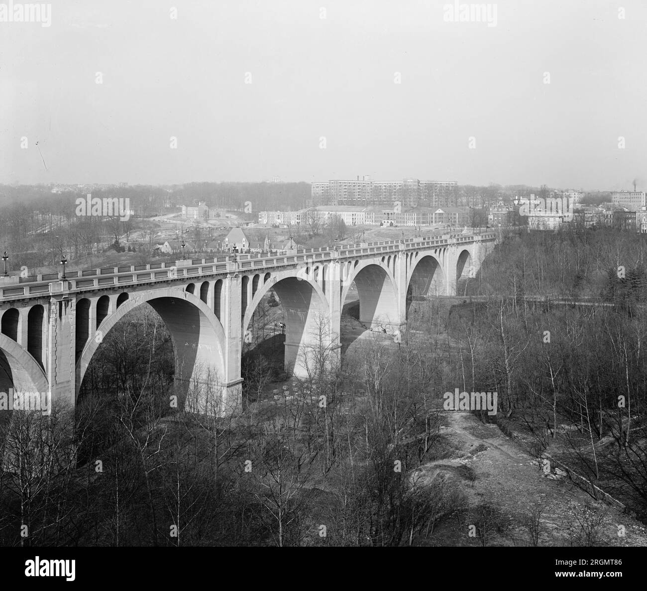 Aerial view of Connecticut Avenue Bridge in Washington, D.C. ca. 1918-1928 Stock Photo
