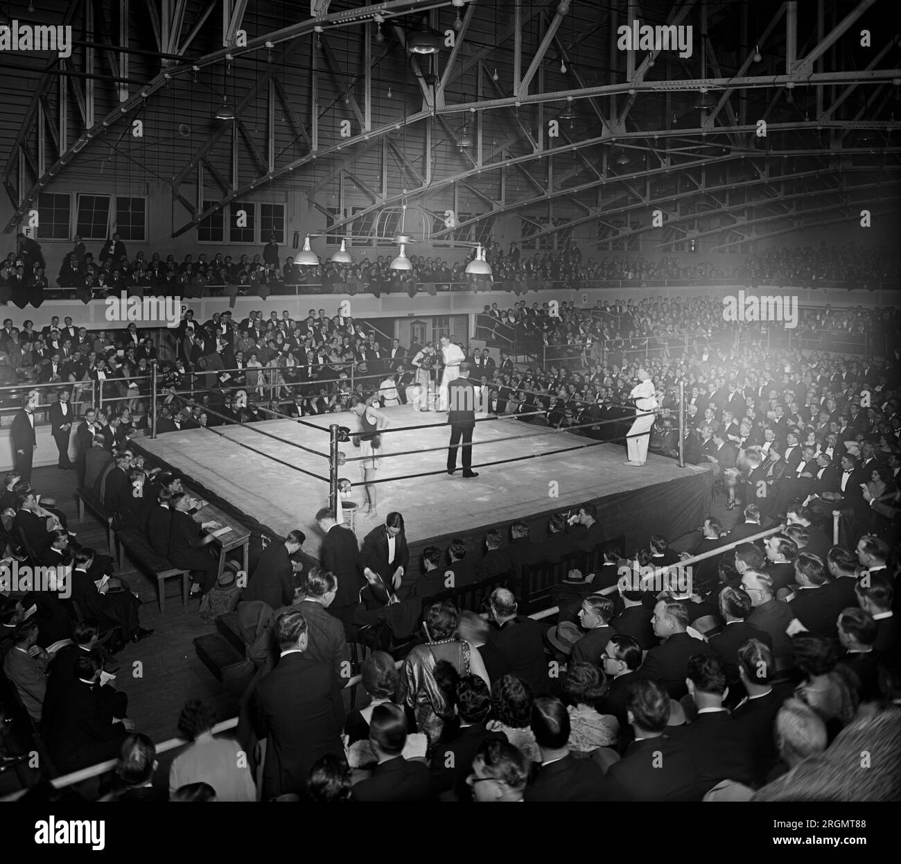 College boxing contest ca. 1928 Stock Photo Alamy