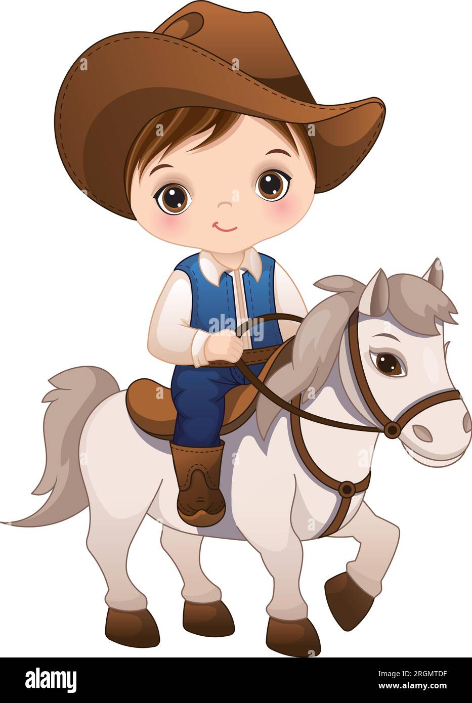 Vector Cute Cowboy Riding Horse Stock Vector Image & Art Alamy
