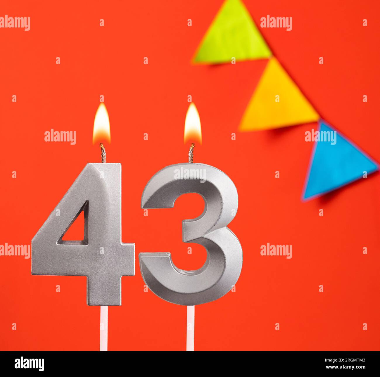 Birthday candle number 43 - Invitation card in orange background Stock ...