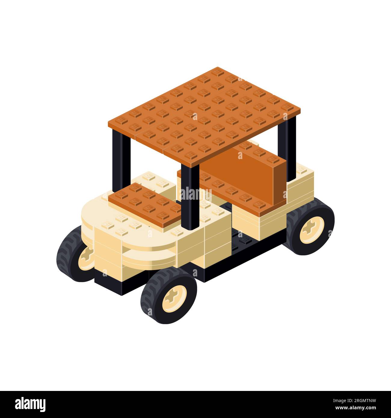 Golf cart in isometry isolated on white background. Vector Stock Vector