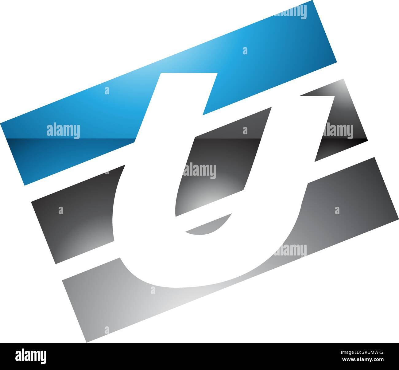Blue and Black Glossy Rectangular Shaped Letter U Icon on a White ...