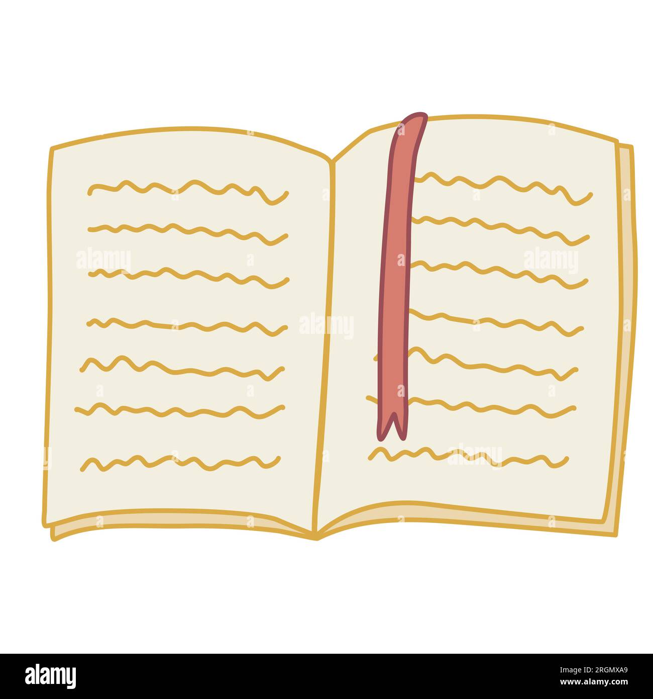 Vector drawing. Old open book with a bookmark Stock Vector