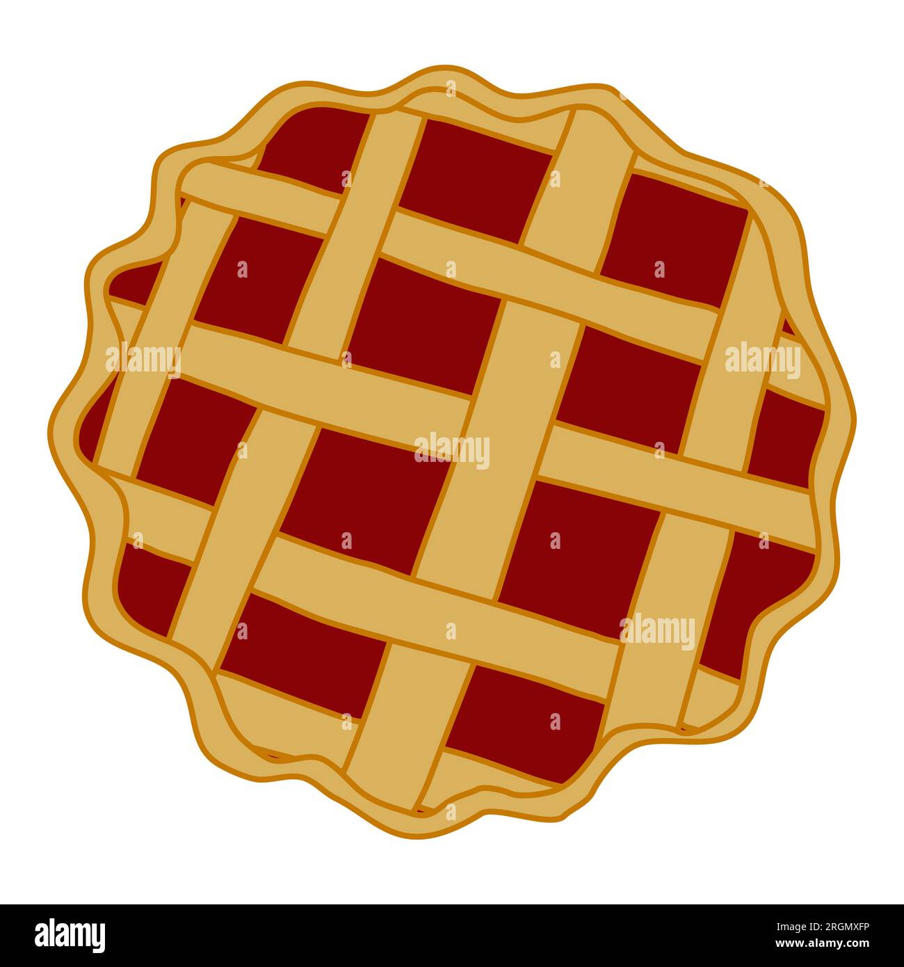 Lattice pie crust with red fruit or berry filling, vector illustration