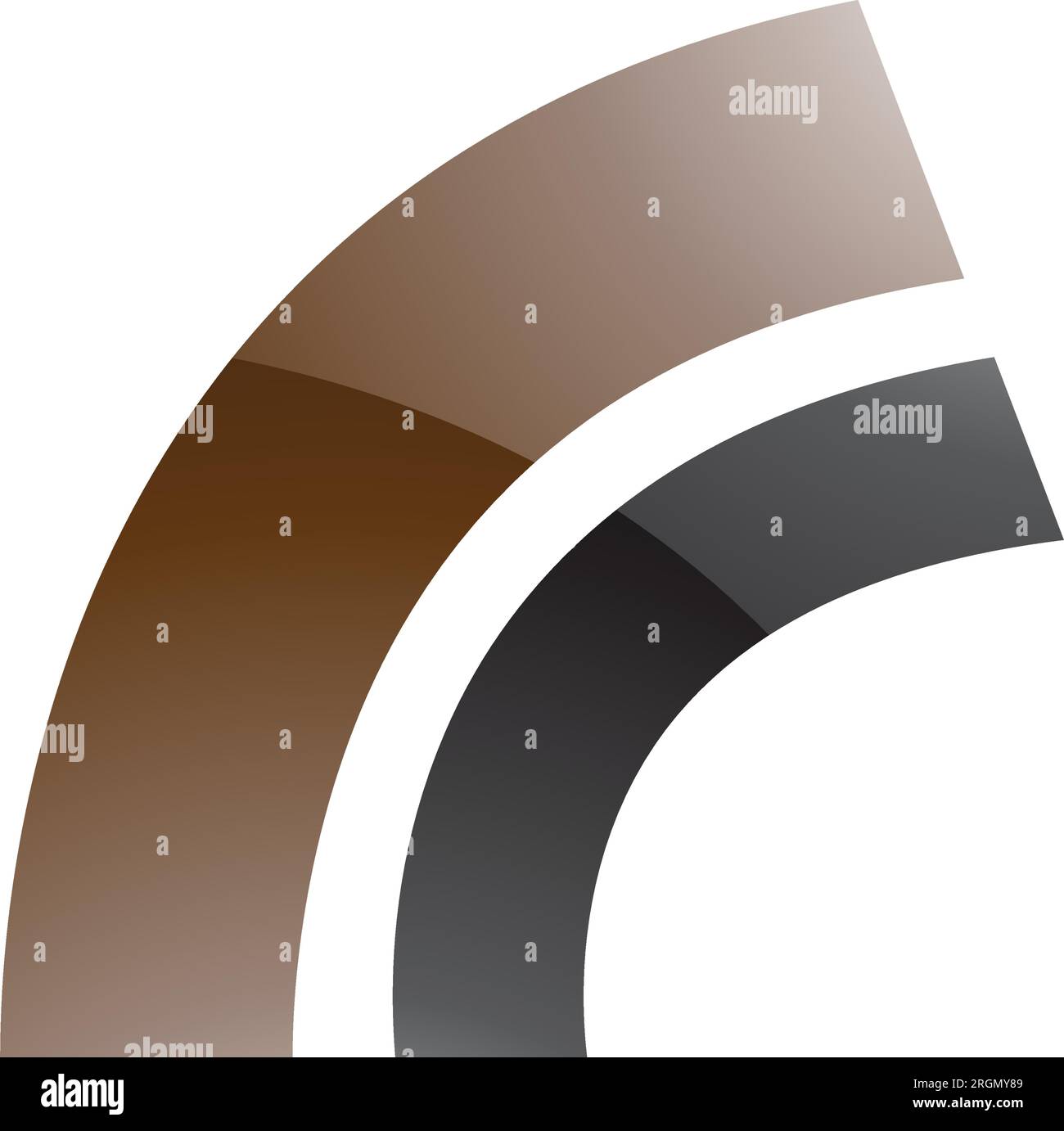Brown and Black Glossy Arc Shaped Letter R Icon on a White Background ...