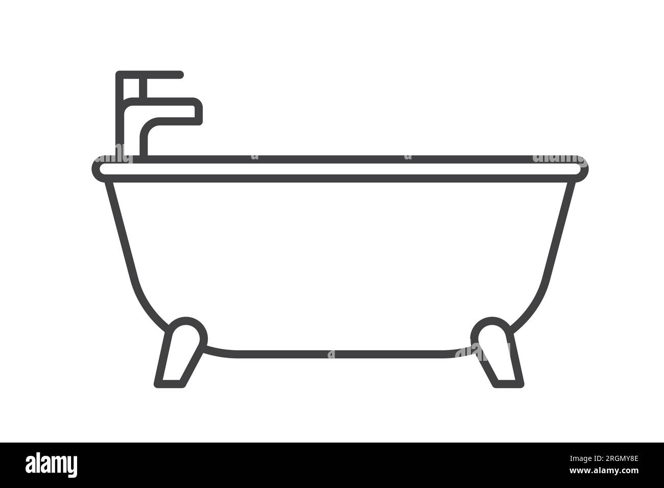black outline bathtub icon- vector illustration Stock Vector