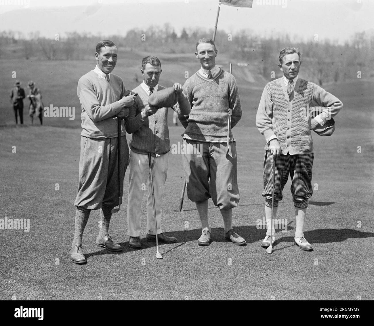 Vintage golf foursome J.W. Ockenden, McLeod, Arthur S. Havers, Hitchinson ca. 1924 Stock Photo