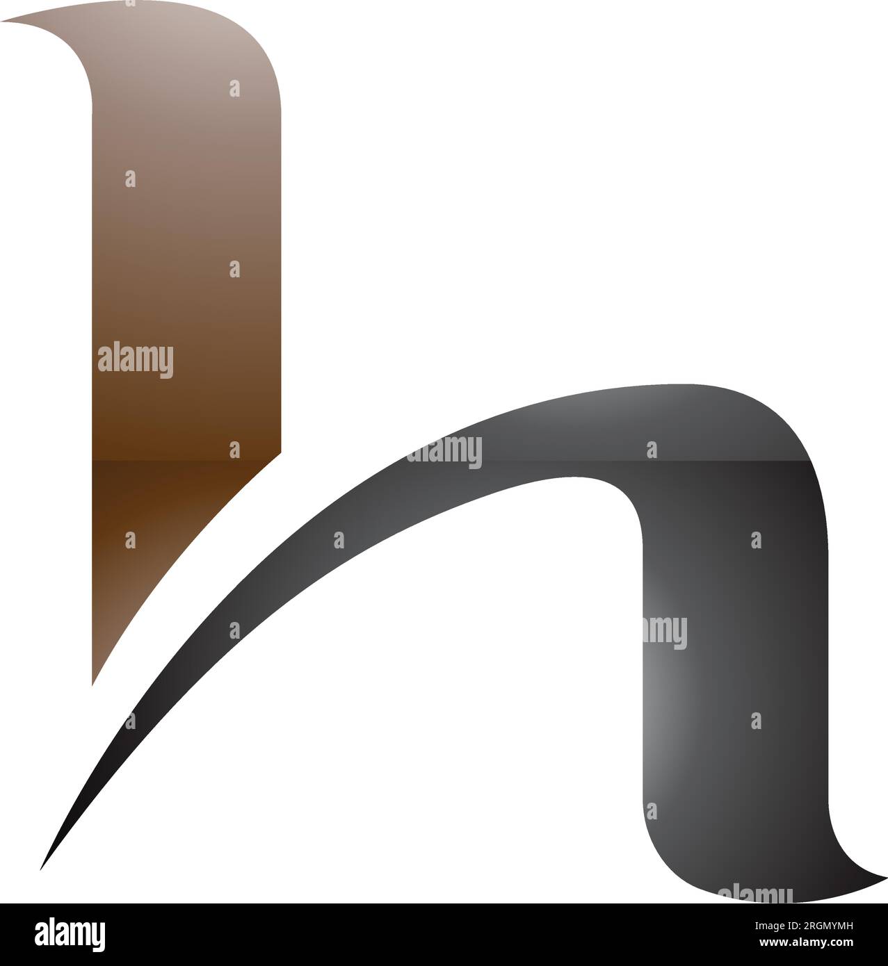 Brown and Black Glossy Letter H Icon with Round Spiky Lines on a White ...