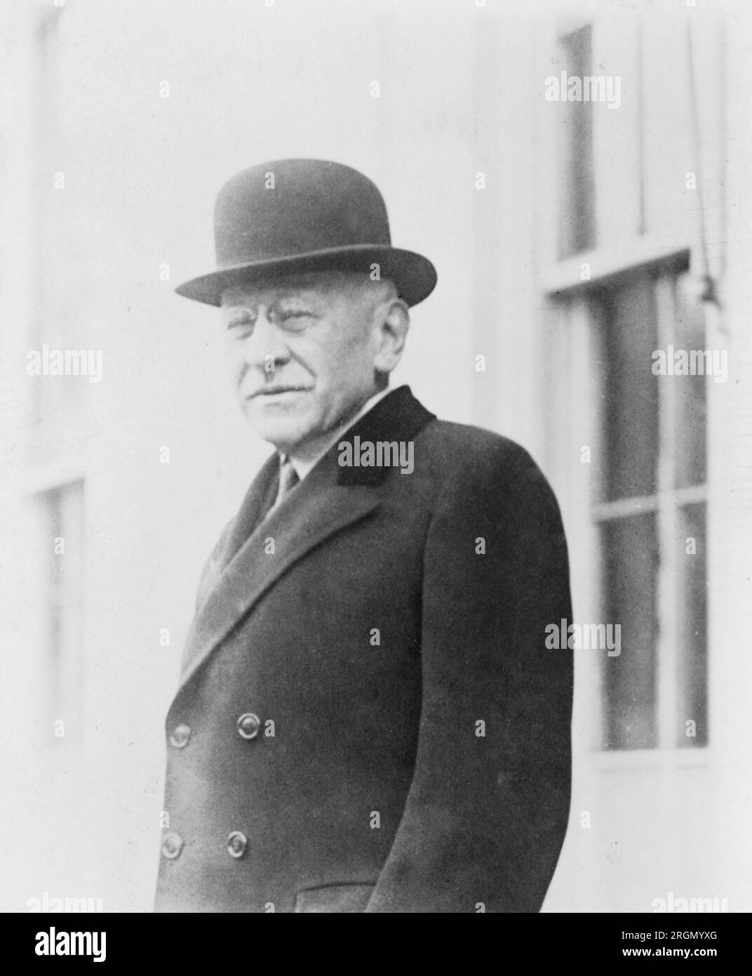 Julius Rosenwald of Chicago, President of Sears, Roebuck and Co., half-length portrait, standing outside the White House, facing left ca. 1929 Stock Photo