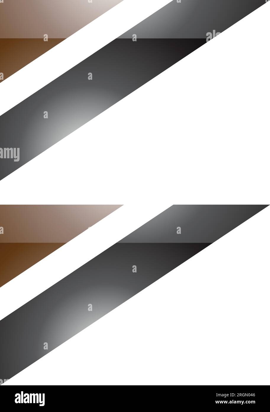 Brown and Black Glossy Triangular Flag Shaped Letter B Icon on a White Background Stock Vector