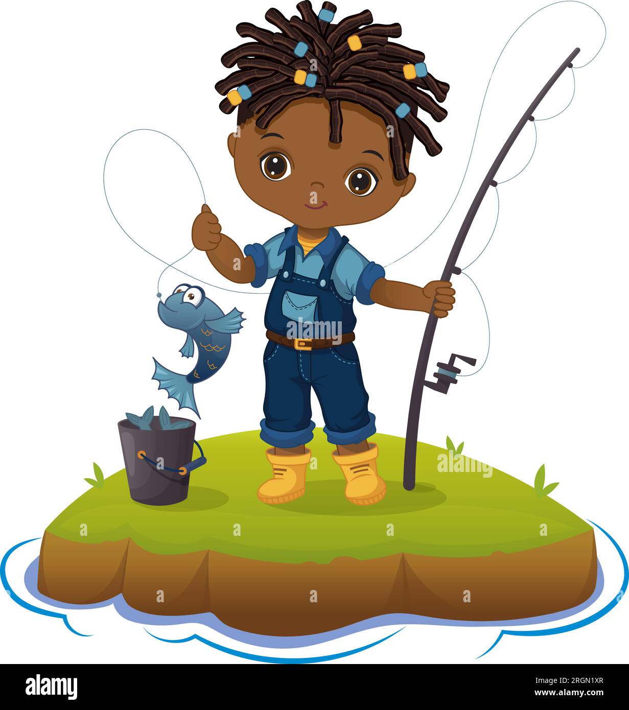 Vector Cute African American Boy Fishing Stock Vector Image Art Alamy vector-cute-african-american-boy-fishing-stock-vector-image-art-alamy