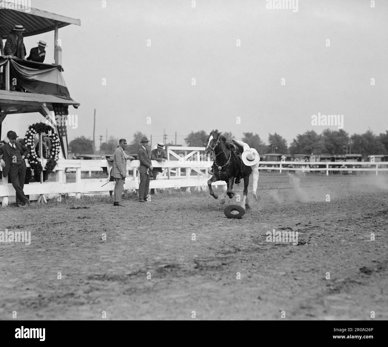 Tom Mix on his horse Tony at a horse show ca. 1925 Stock Photo