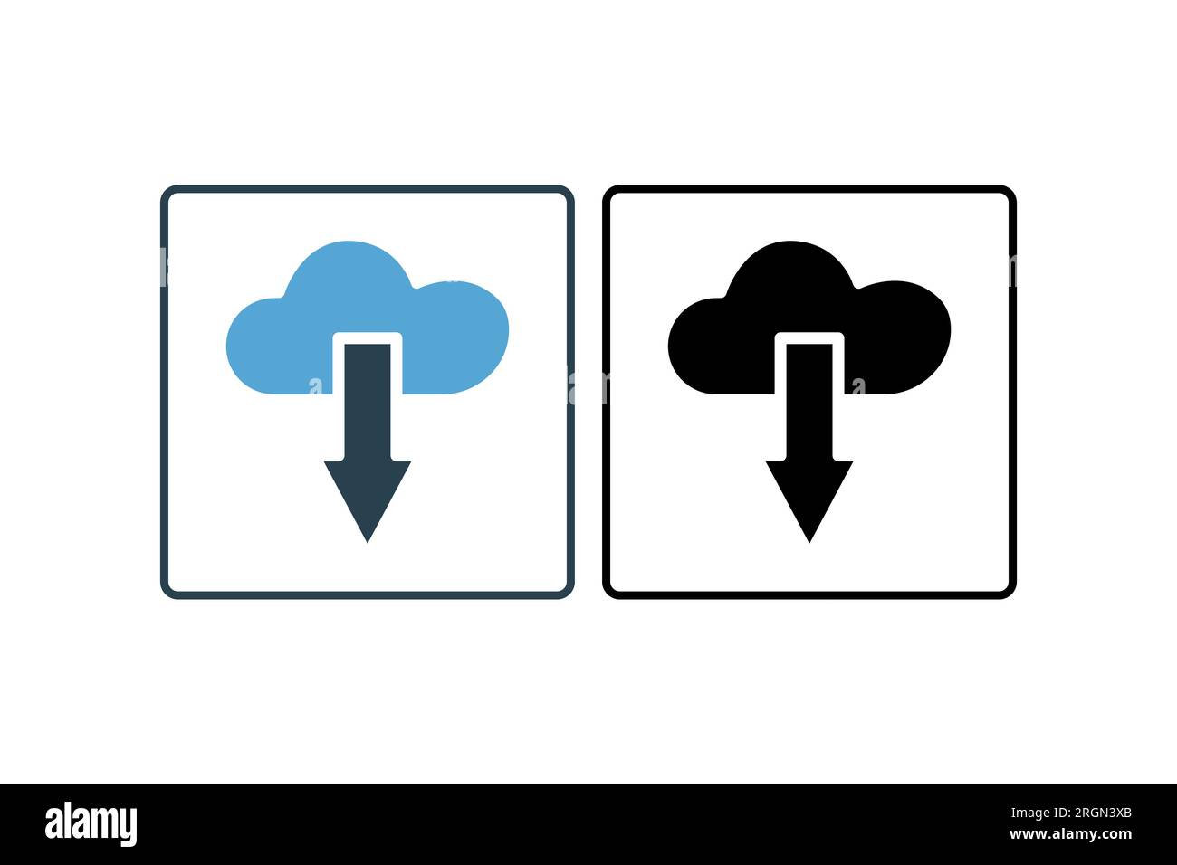 Cloud download Icon. suitable for web site design, app,user interfaces. solid icon style. Simple vector design editable Stock Vector