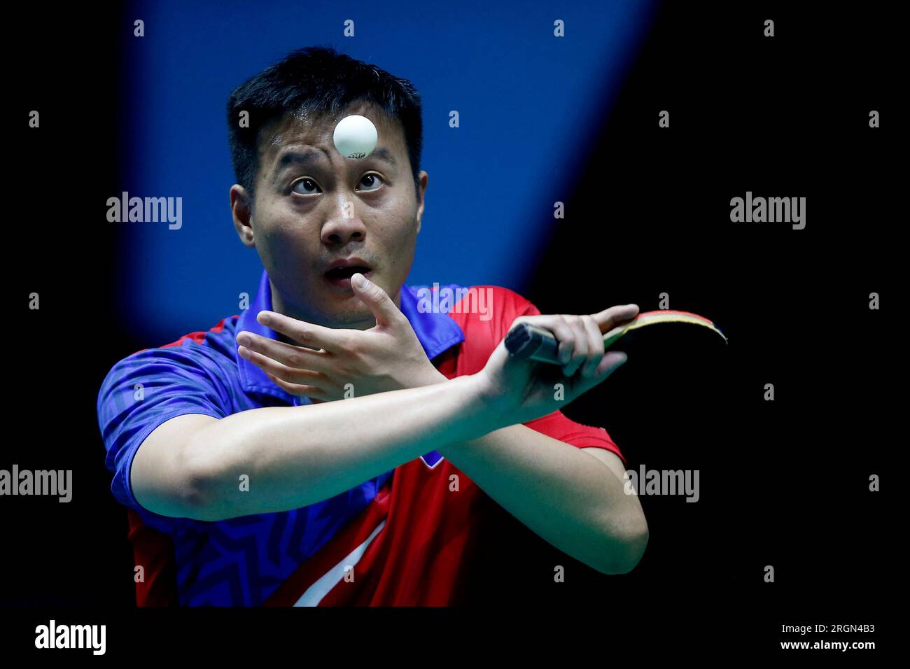 Rio De Janeiro, Brazil. 10th Aug, 2023. Arena Carioca 1 Yang Wang (SVK) faces Tiago Apolonia (POR), during the first qualifying round of men's singles, of the Table Tennis World Cup (WTT Contender), at Arena Carioca 1, this Thursday 10. 30761 (Satiro Sodré/SPP) Credit: SPP Sport Press Photo. /Alamy Live News Stock Photo