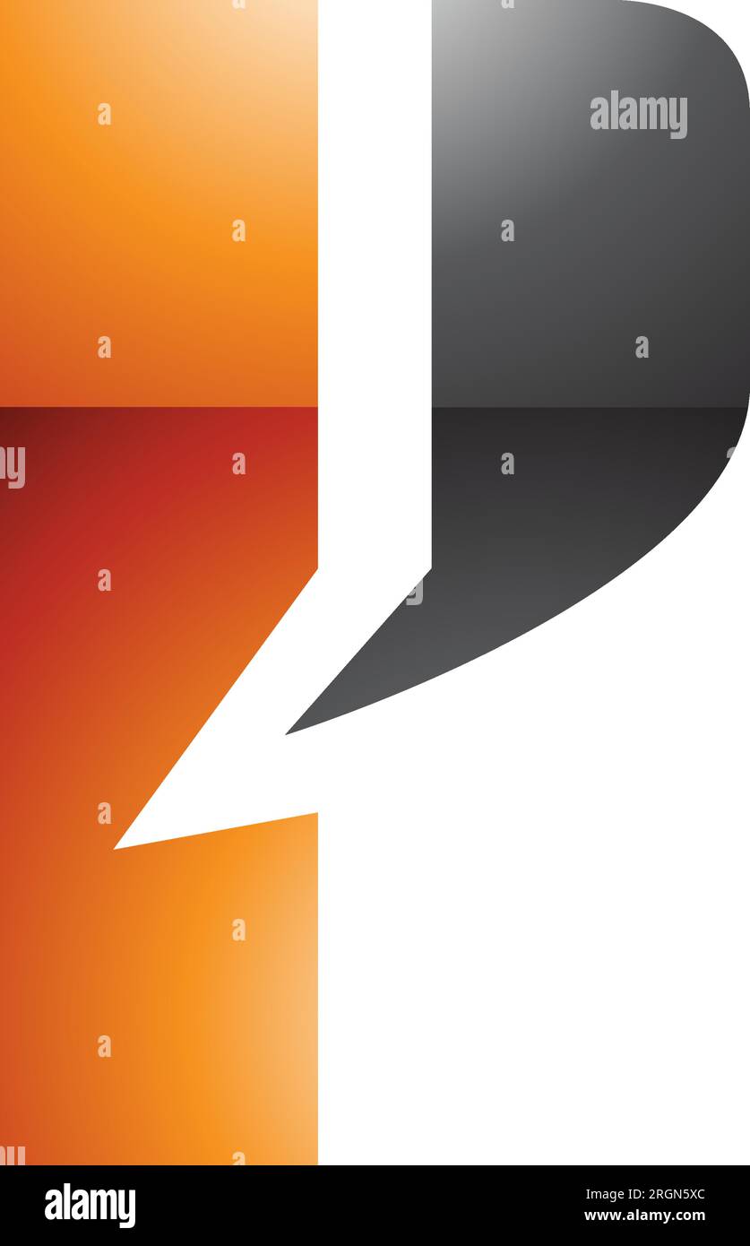 Orange and Black Glossy Letter P Icon with a Bold Rectangle on a White ...