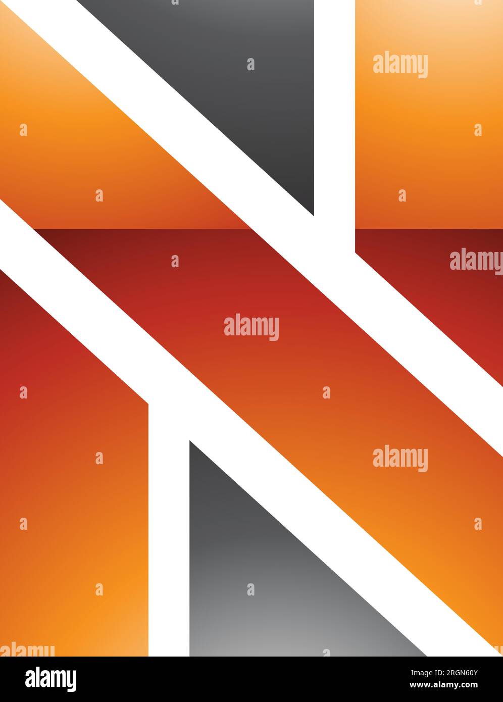 Orange and Black Glossy Rectangle Shaped Letter N Icon on a White ...