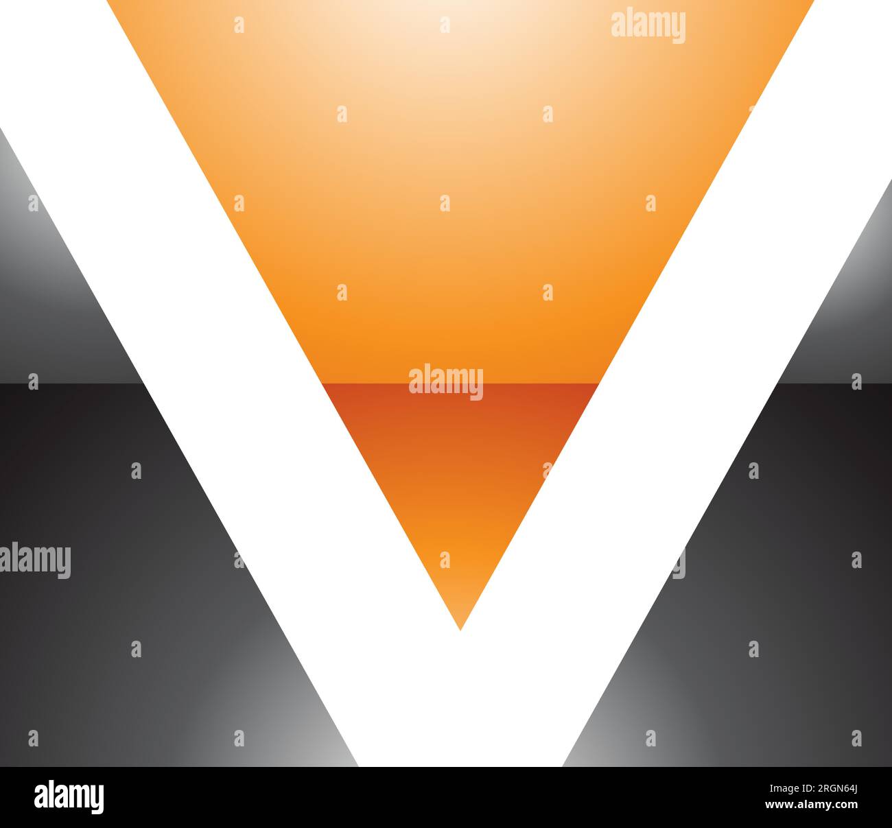 Orange and Black Glossy Rectangular Shaped Letter V Icon on a White ...