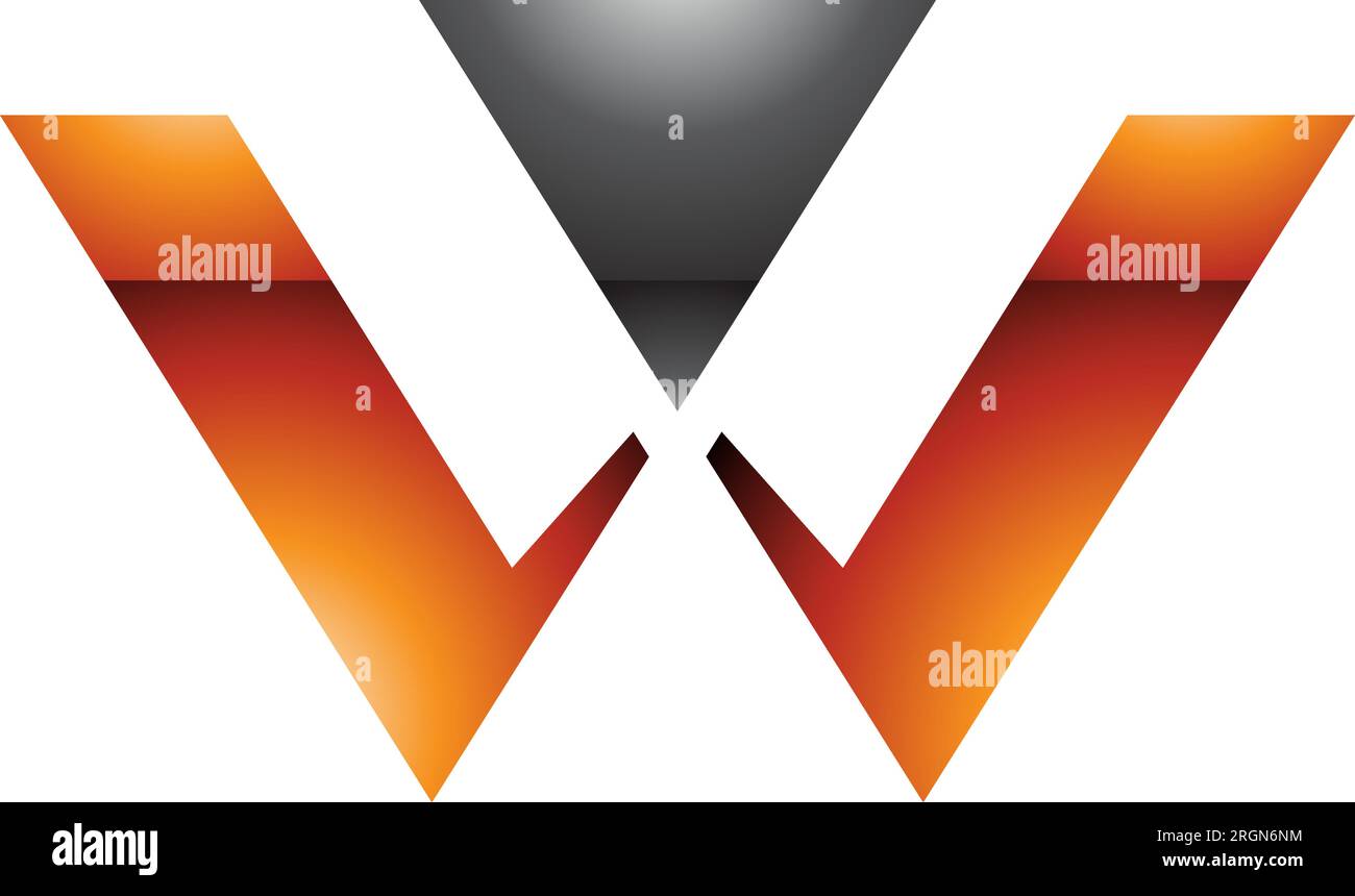 Orange and Black Glossy Triangle Shaped Letter W Icon on a White ...
