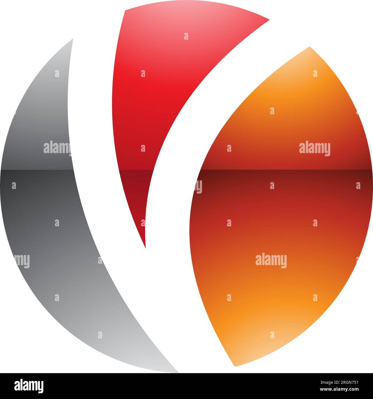 Orange and Red Glossy Letter O Icon with a V Shape on a White ...