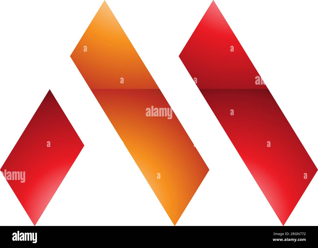 Orange and Red Glossy Letter M Icon with Rectangles on a White ...