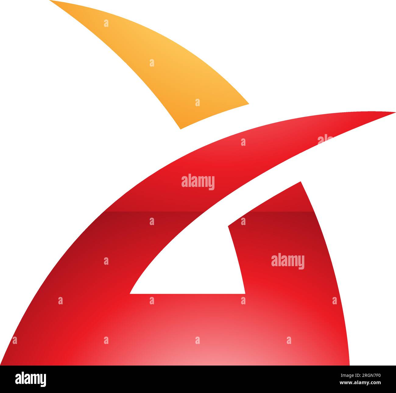 Orange and Red Glossy Spiky Grass Shaped Letter A Icon on a White ...