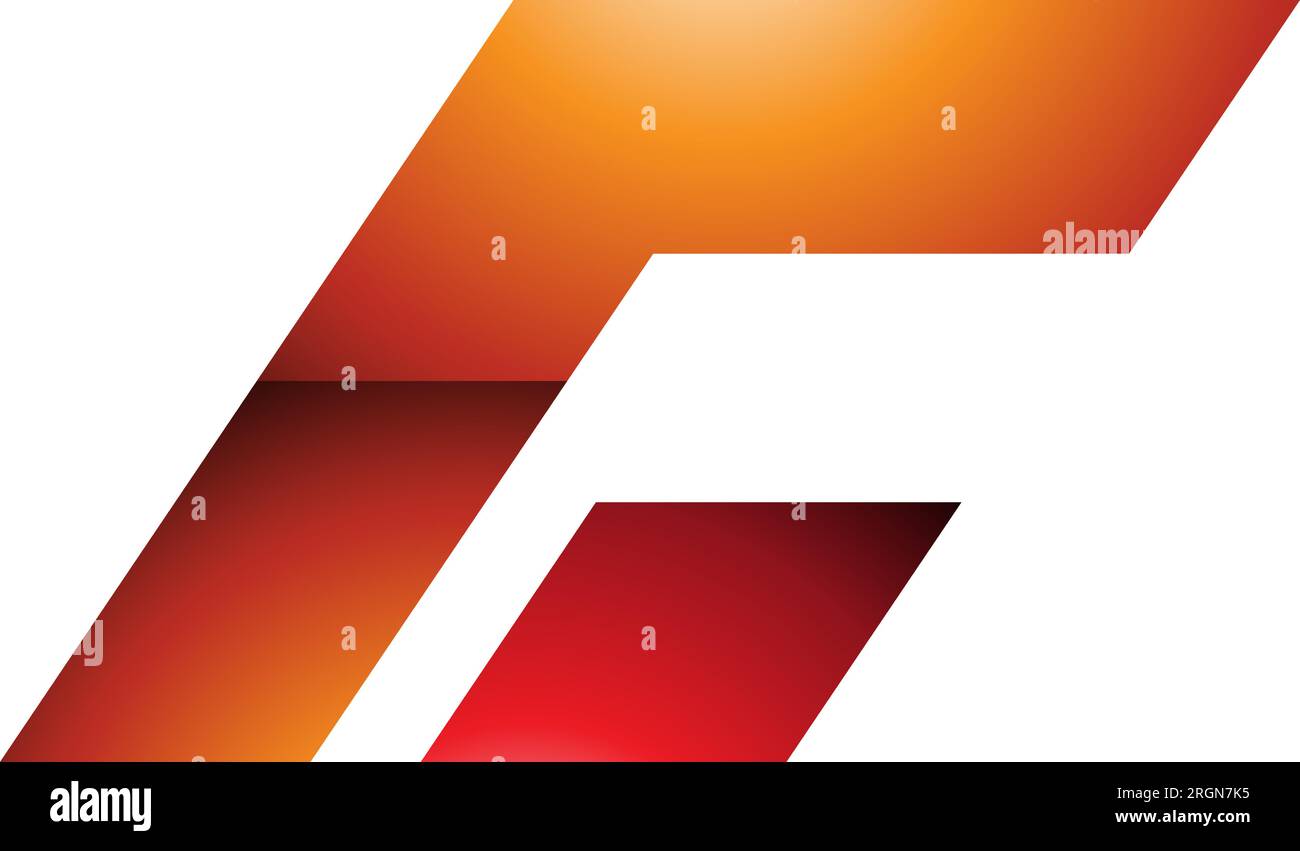 Orange and Red Glossy Rectangular Italic Letter C Icon on a White ...
