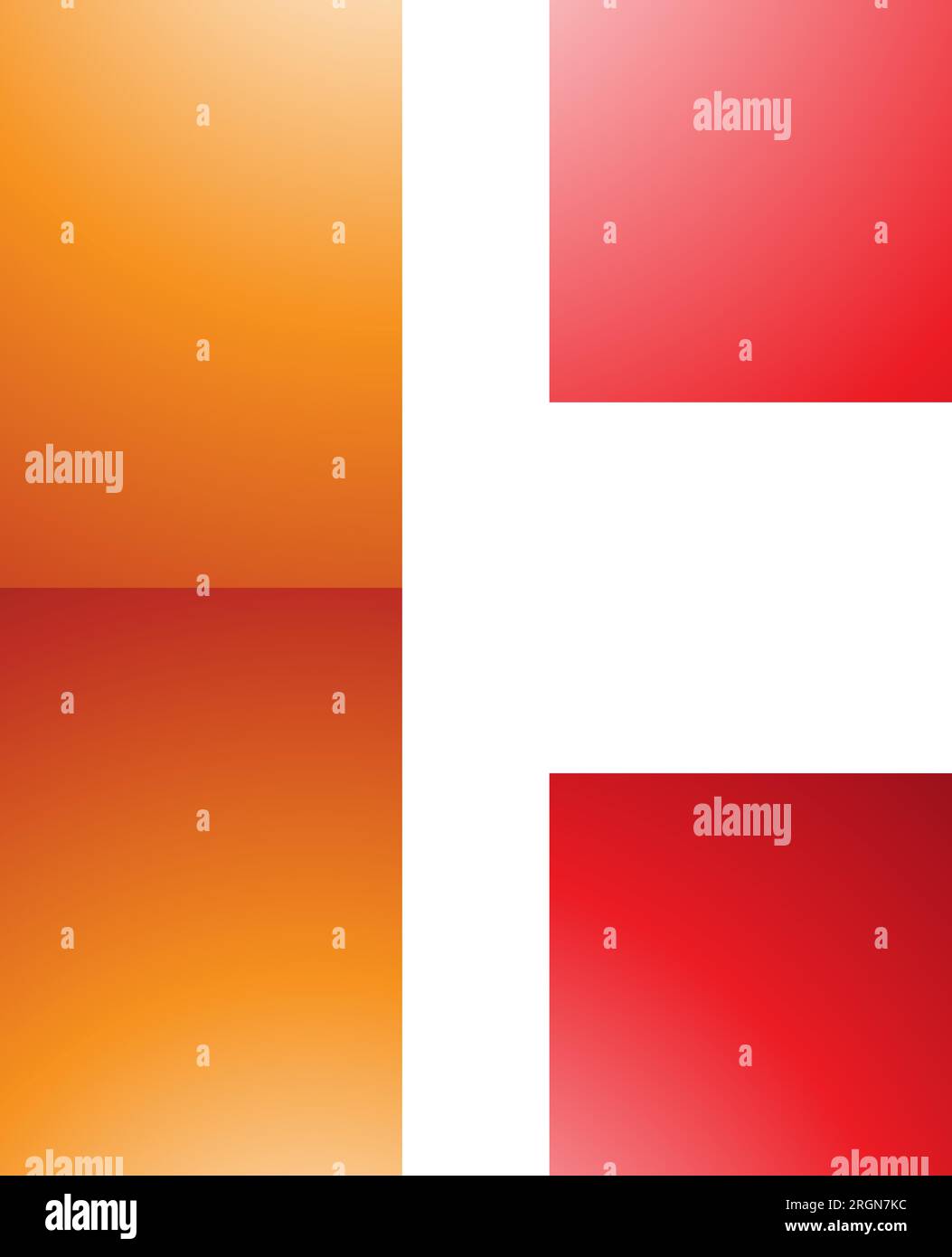 Orange and Red Rectangular Glossy Letter C Icon on a White Background Stock Vector