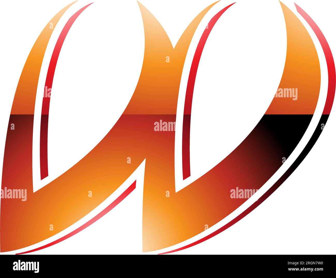 Orange and Red Glossy Spiky Italic Shaped Letter W Icon on a White ...