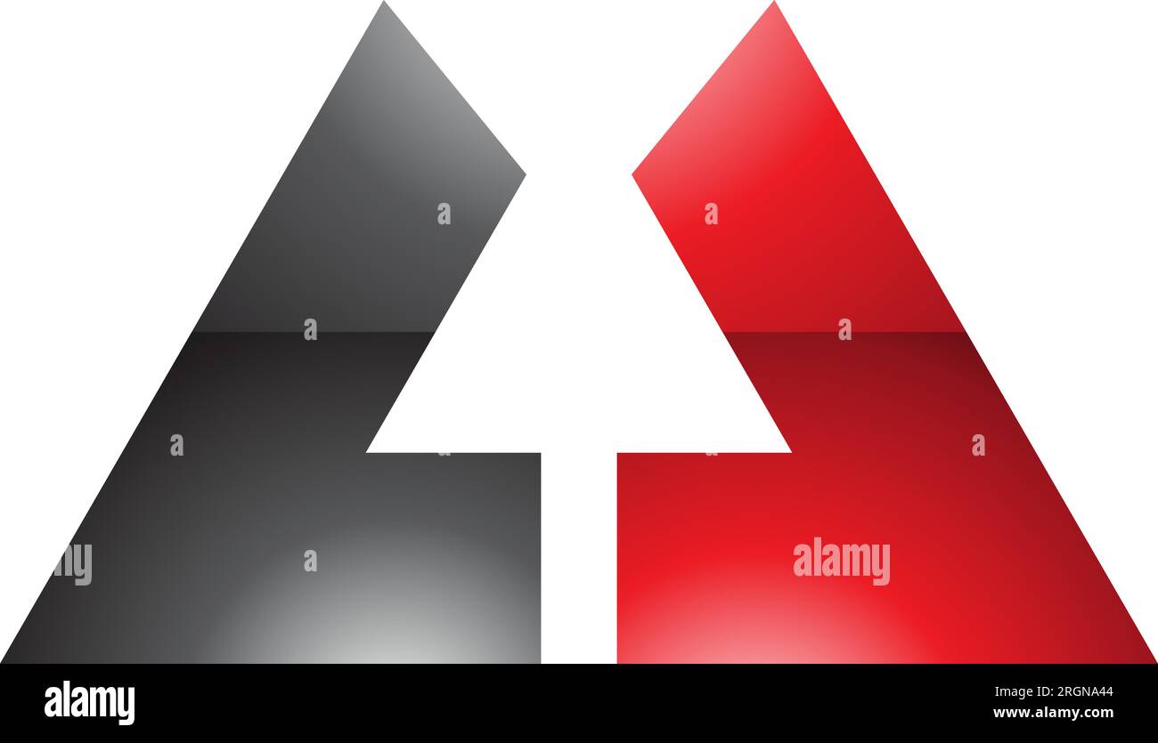 Red and Black Glossy Bold Letter U Icon with Straight Lines on a White ...