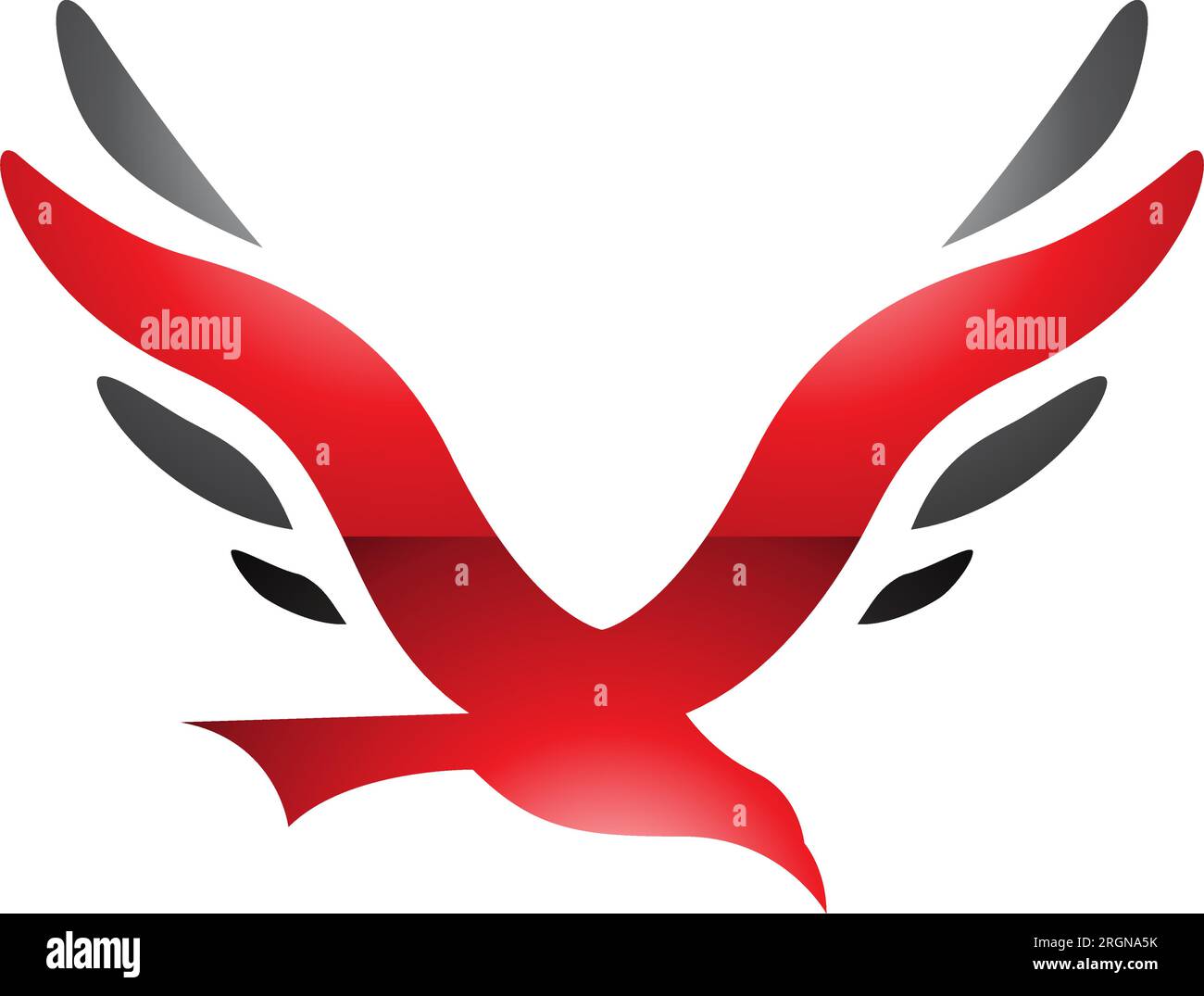 Red and Black Glossy Bird Shaped Letter V Icon on a White Background ...