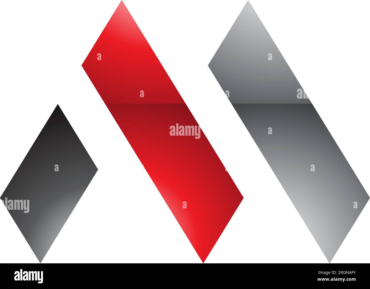Red and Black Glossy Letter M Icon with Rectangles on a White Background Stock Vector
