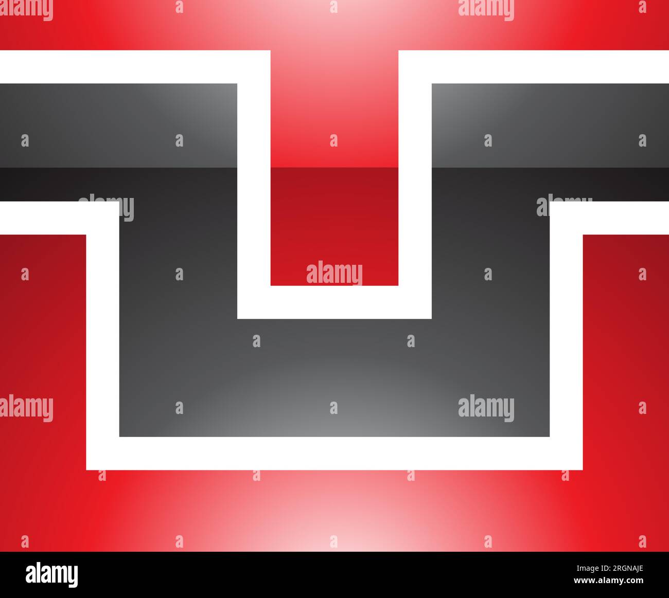 Red and Black Glossy Rectangle Shaped Letter U Icon on a White ...