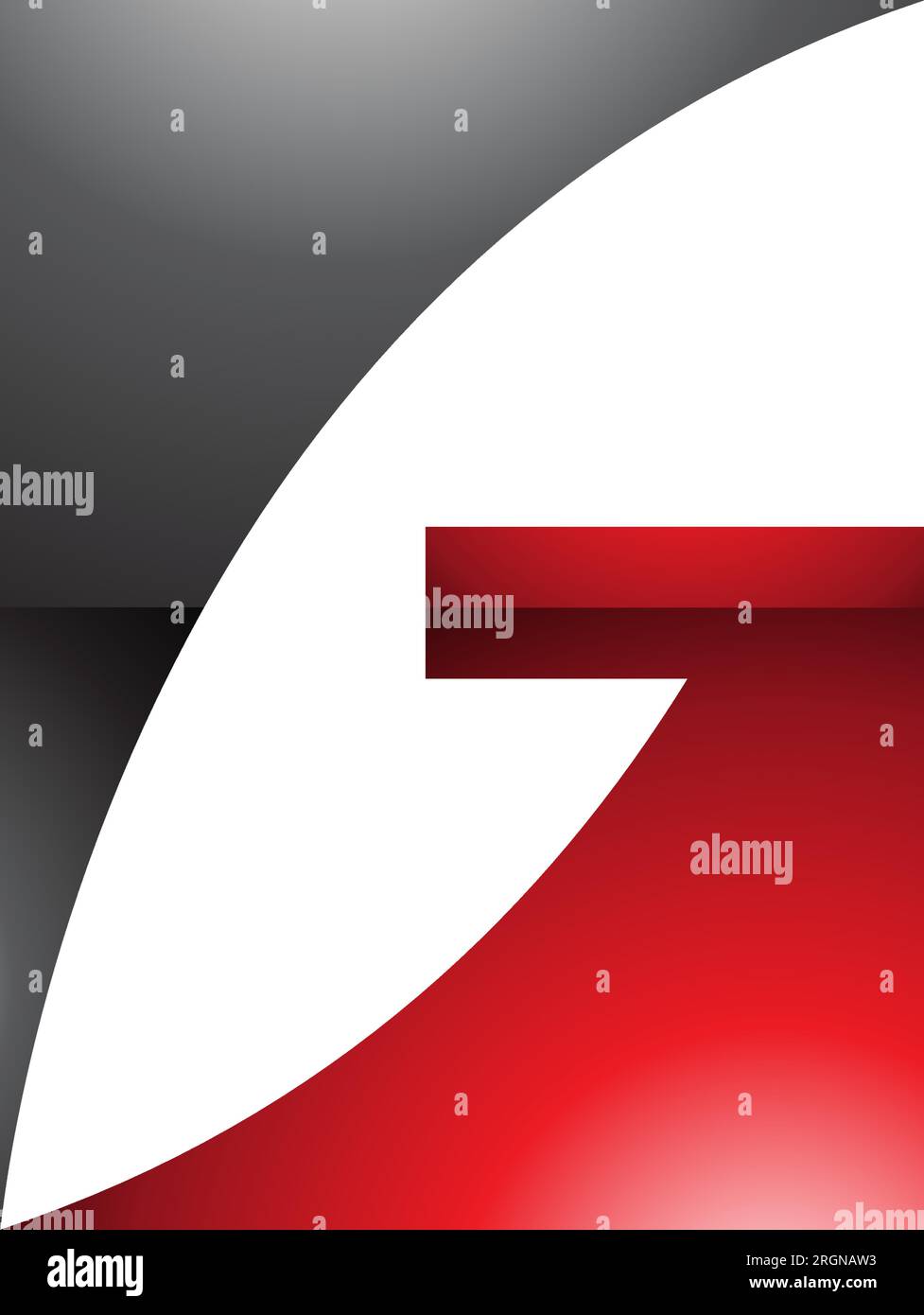 Red and Black Rectangular Glossy Letter G Icon on a White Background Stock Vector