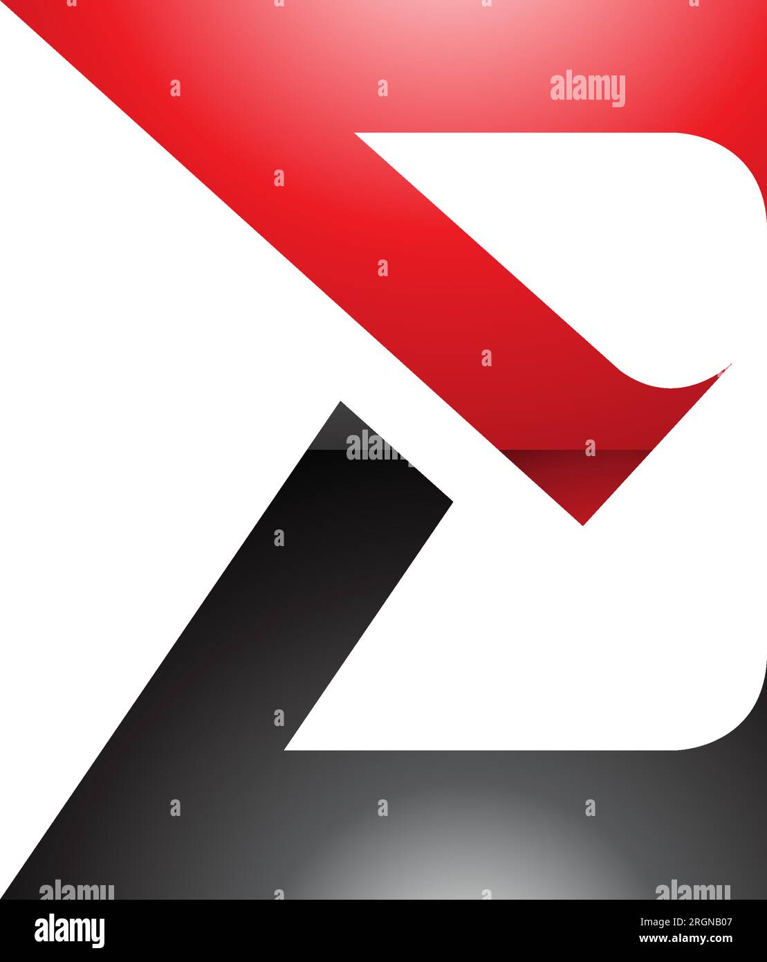 Red and Black Sharp Glossy Elegant Letter E Icon on a White Background Stock Vector