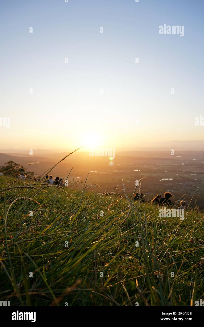 flared sunset from the Rotary lookout on Tamborine mountain, scenic rim