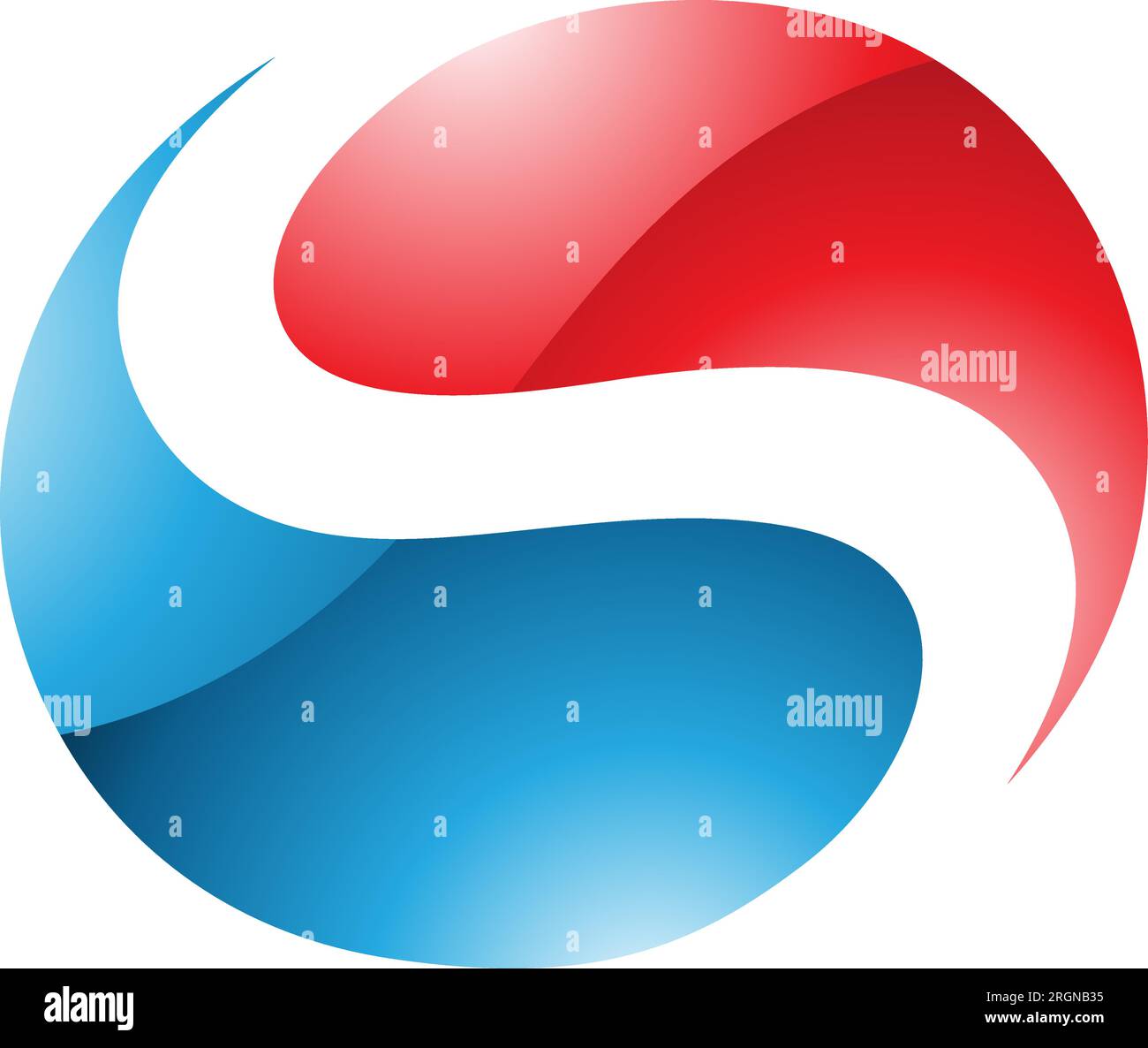 Red and Blue Glossy Circle Shaped Letter S Icon on a White Background ...
