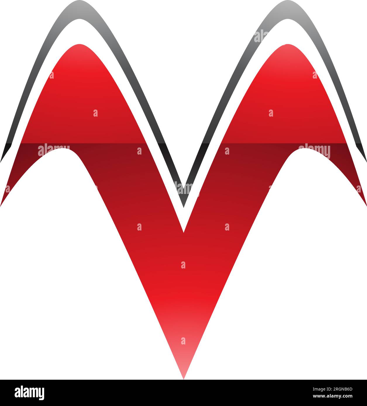 Red and Black Glossy Wing Shaped Letter V Icon on a White Background ...
