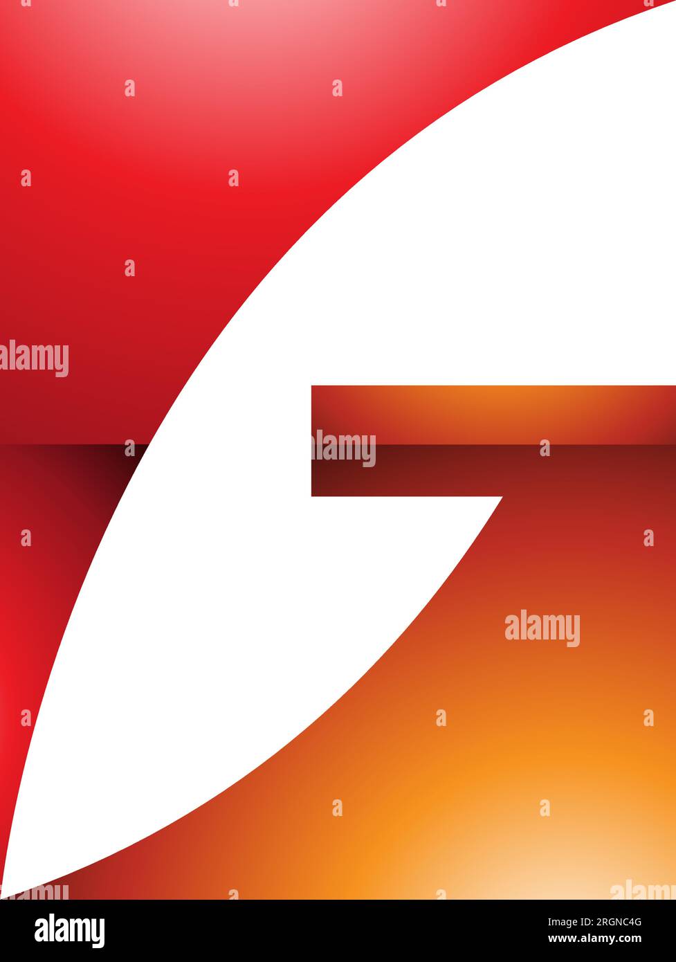 Red and Orange Rectangular Glossy Letter G Icon on a White Background Stock Vector