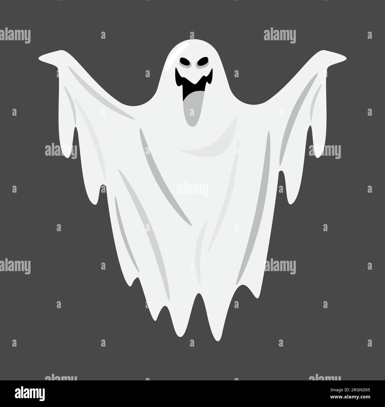 White cloth ghost . Halloween cartoon characters . Vector Stock Vector