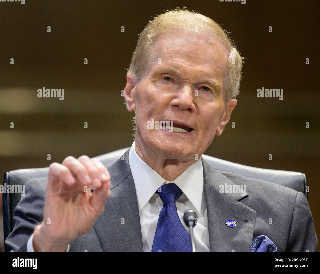 Reportage: NASA before the Senate Appropriations’ Commerce, Justice, Science, and Related Agencies subcommittee (May 2022) - NASA Administrator Bill Nelson testifies during a budget hearing, Tuesday, May 3, 2022, at the Dirksen Senate Office Building Stock Photo