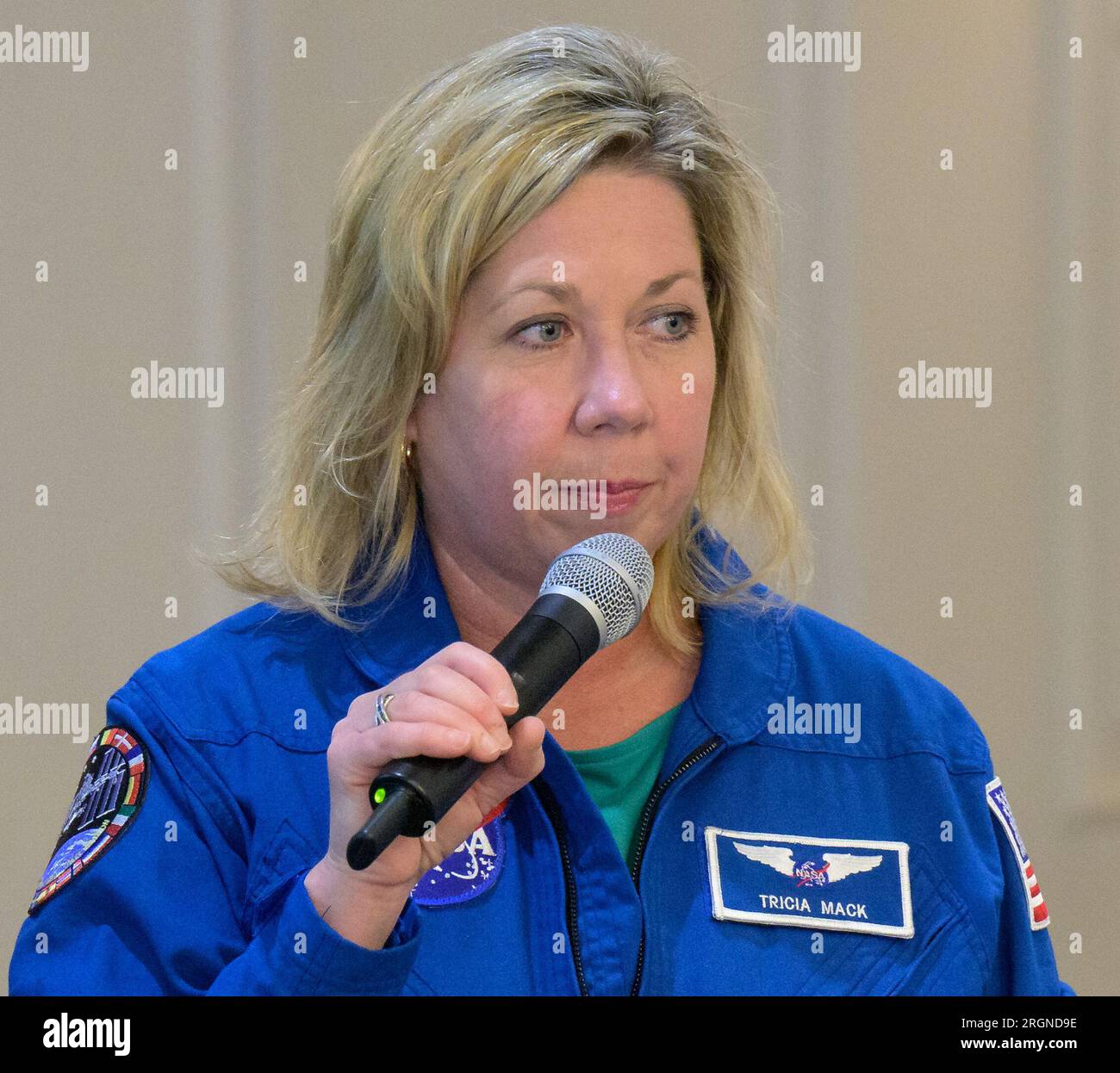 Reportage: Expedition 66 Soyuz Landing Preparations (March 2022) - NASA Director for Human Space Flight Programs, Russia, Tricia Mack gives a readiness update on behalf of NASA during landing team meeting with Roscosmos, and Russian Search and Recovery Forces meet at the Cosmonaut Hotel in Karaganda, Kazakhstan Stock Photo