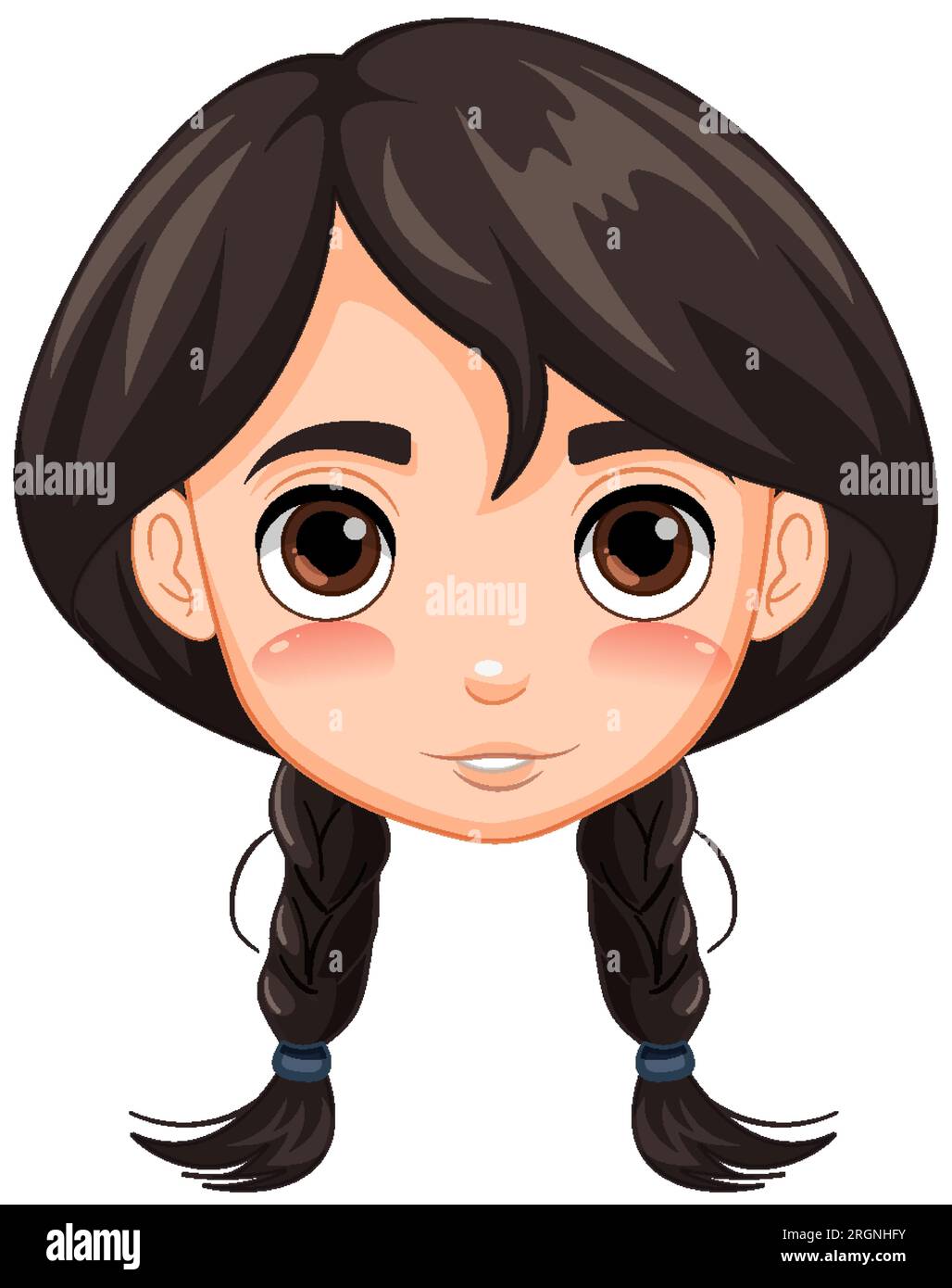 An illustration of an Asian girl with a long braided hairstyle Stock ...
