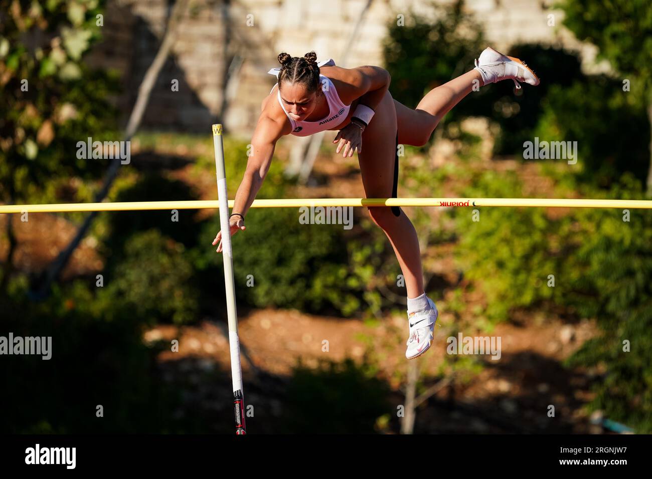 Jerusalem, Israel. 10th Aug, 2023. Belgian Lola Lepere pictured in action during the wimen pole vault event at the European Athletics U20 Championships, Thursday 10 August 2023, in Jerusalem, Israel. The European championships take place from 07 to 10 August. BELGA PHOTO COEN SCHILDERMAN Credit: Belga News Agency/Alamy Live News Stock Photo