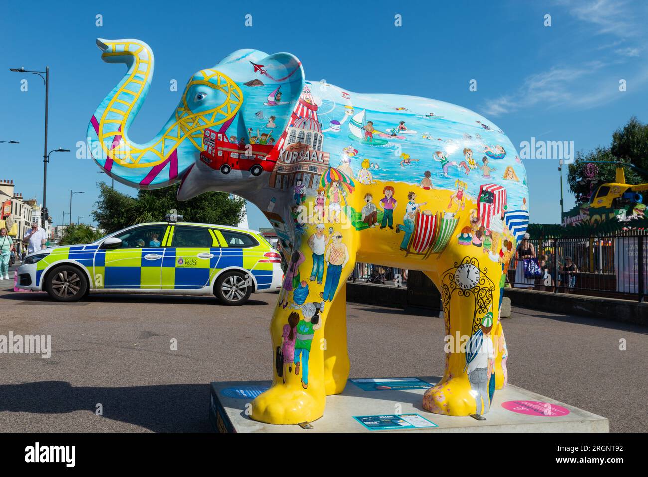 Herd in the City visitor attraction framing a police car on Marine